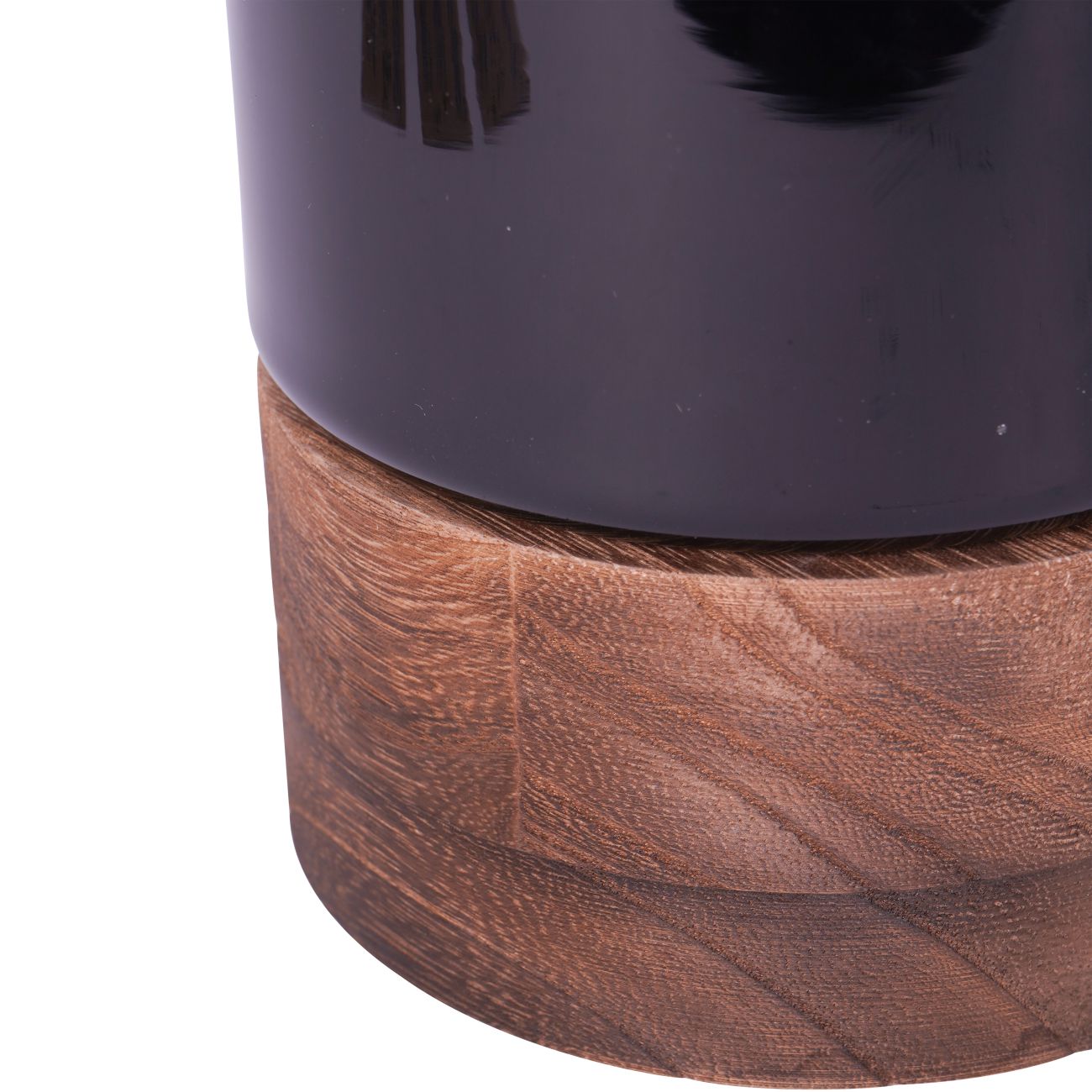 Noir Glass Votive Vase with Wooden Base Small